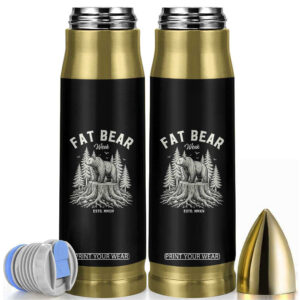 Fat Bear Week Vintage Forest Grizzly Tree Stump Graphic Bullet Tumbler Engraving Style Wildlife Outdoor Nature Lover TS02