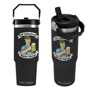 Fo Schnitzel Mein Nitzel Funny Oktoberfest Bavarian Beer Graphic Flip Straw Tumbler Hilarious German Heritage TS02