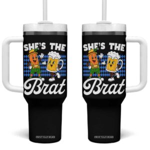 She is The Brat Sausage Beer Mug Oktoberfest Tumbler With Handle Matching Couple Drinking Humor Graphic TS02