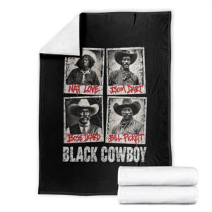 Black Cowboy Western Rodeo Melanin Black History Throw Blanket Nat Love Bill Pickett Vintage Graphic TS10