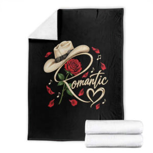 Romantic Cowboy Hat Red Rose Western Country Rodeo Graphic Throw Blanket TS10