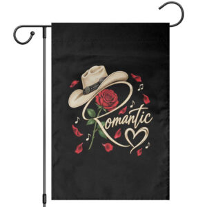 Romantic Cowboy Hat Red Rose Western Country Rodeo Graphic Garden Flag TS10