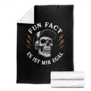 Fun Fact Es Ist Mir Egal Funny German Saying Sarcastic Skull Graphic Throw Blanket TS10