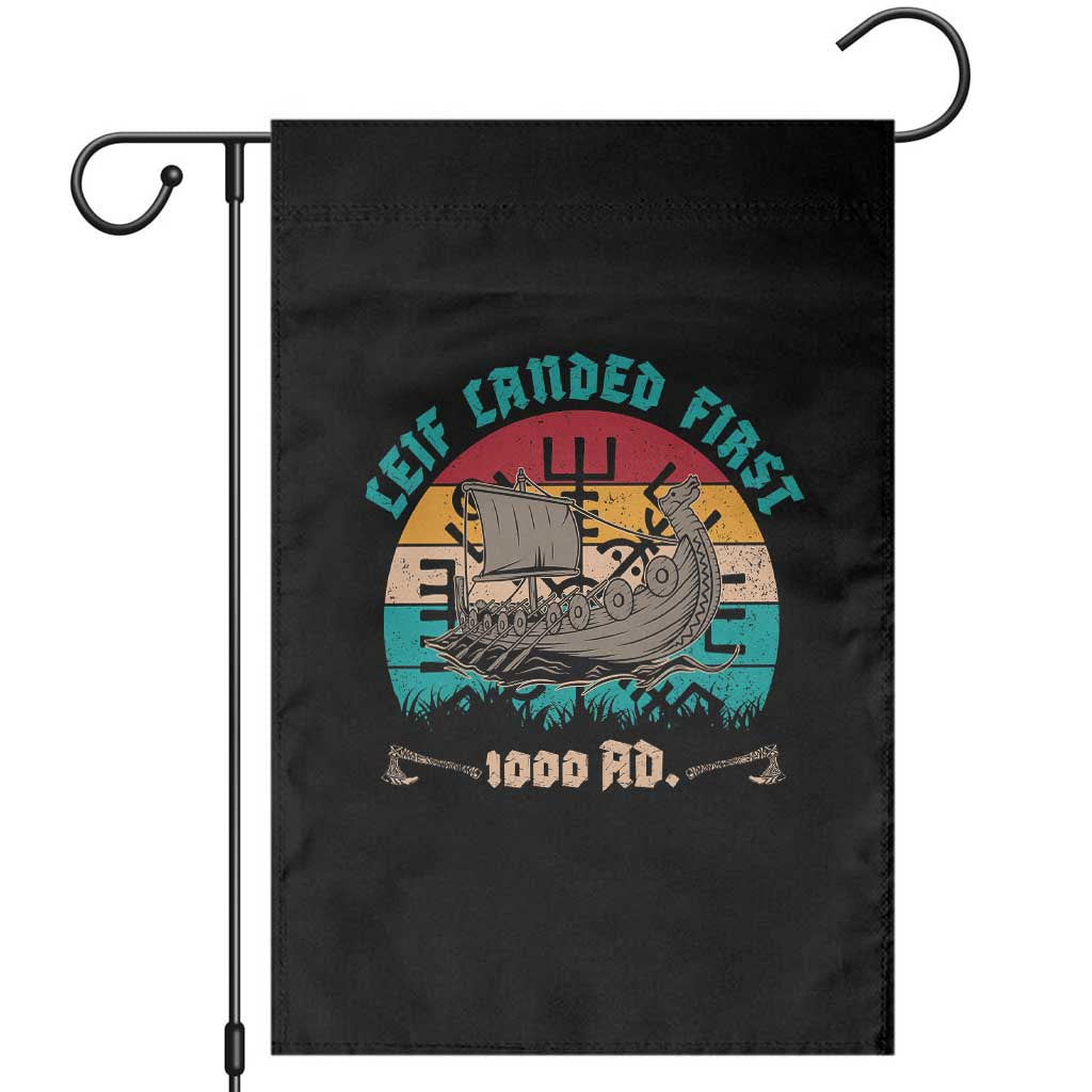 Leif Landed First Garden Flag 1000 AD Medieval Norse History Viking Longship TS11
